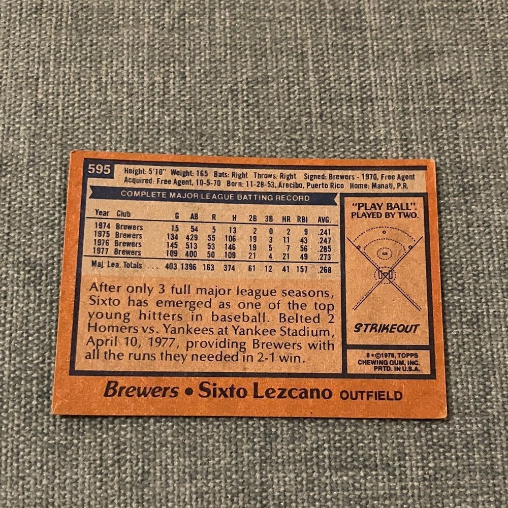 1978 Topps Milwaukee Brewers Baseball Card Trading Card - Picture 2 of 2